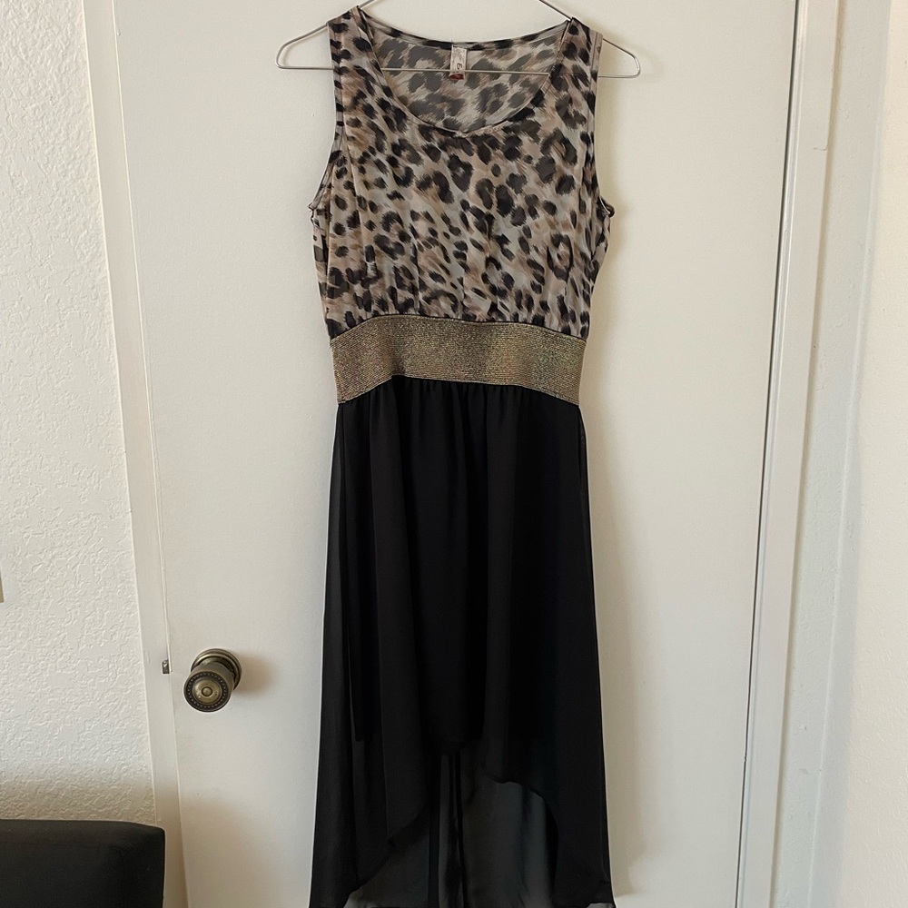 Anna Tan and Black High Low Cocktail Dress